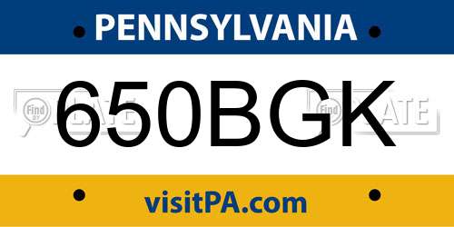 650BGK Pennsylvania License Plate