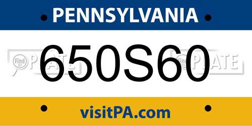 650S60 Pennsylvania License Plate