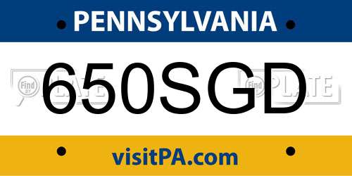 650SGD Pennsylvania License Plate