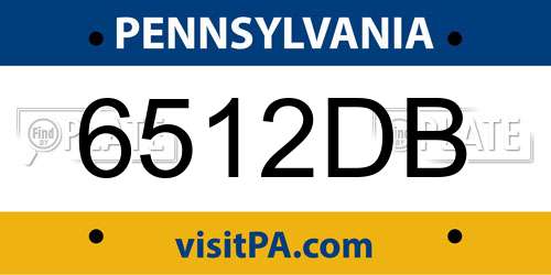 6512DB Pennsylvania License Plate