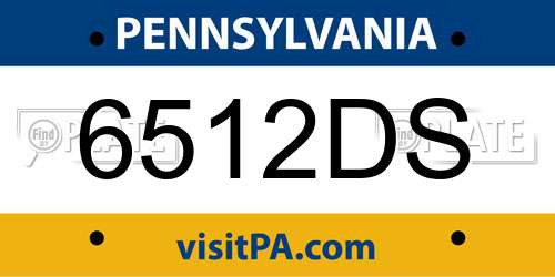 6512DS Pennsylvania License Plate