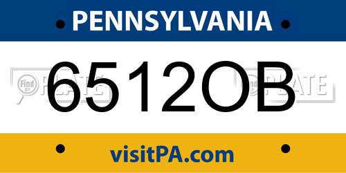 6512OB Pennsylvania License Plate