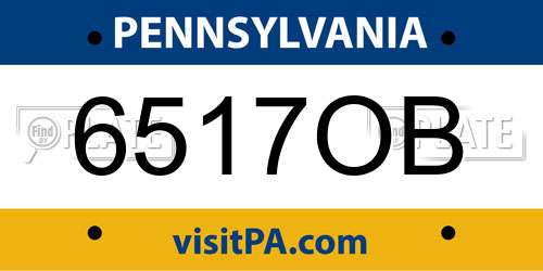 6517OB Pennsylvania License Plate