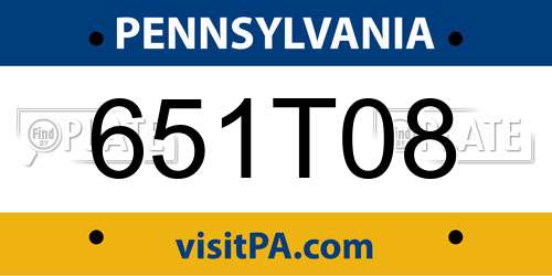 651T08 Pennsylvania License Plate