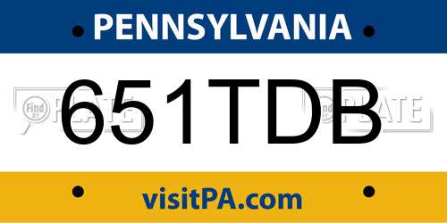 651TDB Pennsylvania License Plate