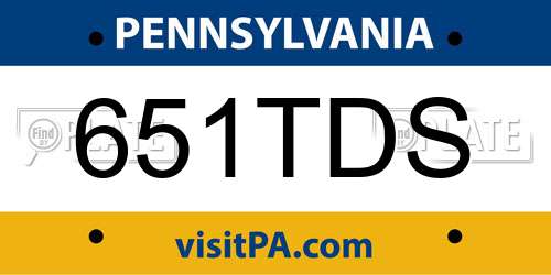 651TDS Pennsylvania License Plate