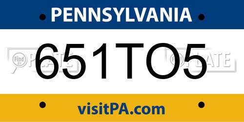 651TO5 Pennsylvania License Plate