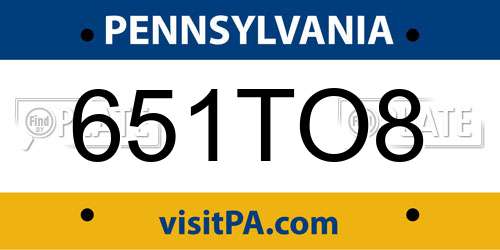 651TO8 Pennsylvania License Plate
