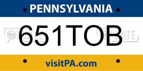 651TOB Pennsylvania License Plate