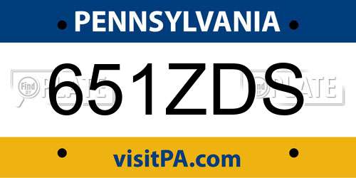 651ZDS Pennsylvania License Plate
