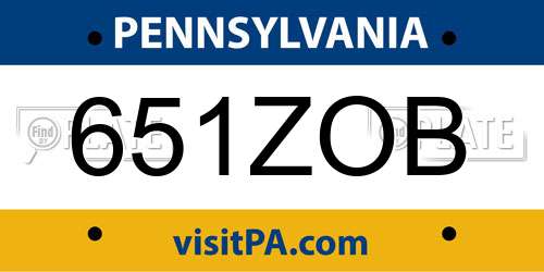 651ZOB Pennsylvania License Plate