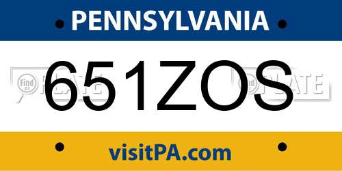651ZOS Pennsylvania License Plate