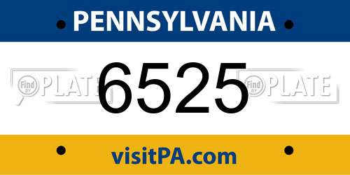 6525 Pennsylvania License Plate