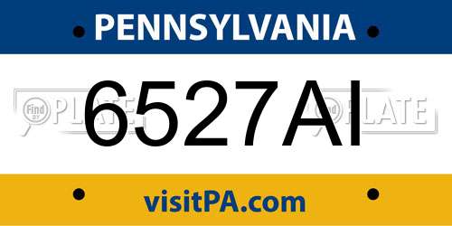 6527AI Pennsylvania License Plate