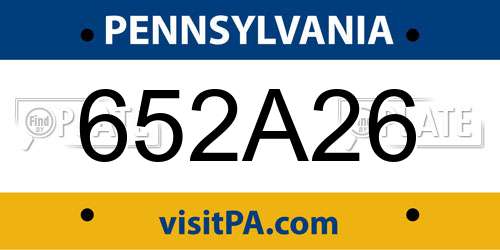 652A26 Pennsylvania License Plate