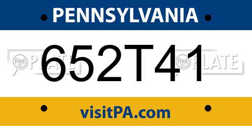 652T41 Pennsylvania License Plate