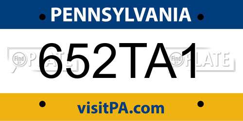 652TA1 Pennsylvania License Plate