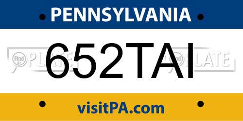 652TAI Pennsylvania License Plate
