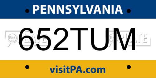 652TUM Pennsylvania License Plate