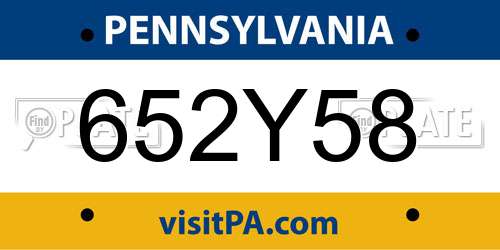 652Y58 Pennsylvania License Plate