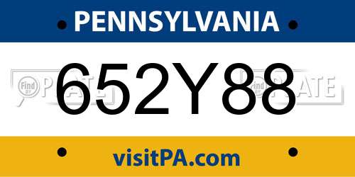 652Y88 Pennsylvania License Plate