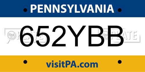 652YBB Pennsylvania License Plate
