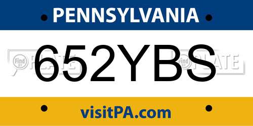 652YBS Pennsylvania License Plate
