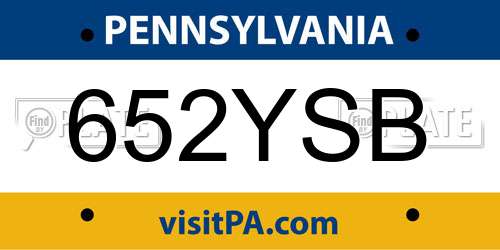 652YSB Pennsylvania License Plate