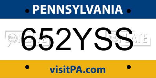 652YSS Pennsylvania License Plate