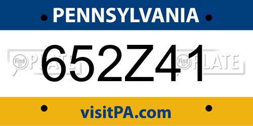 652Z41 Pennsylvania License Plate