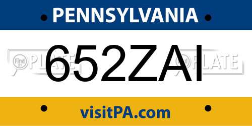 652ZAI Pennsylvania License Plate