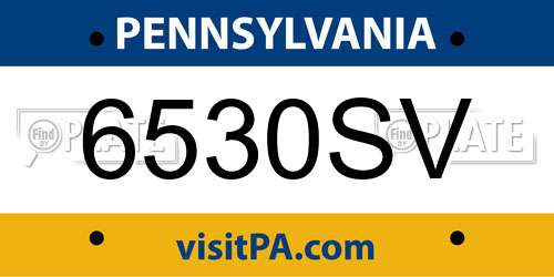 6530SV Pennsylvania License Plate