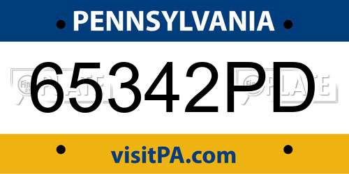 65342PD Pennsylvania License Plate