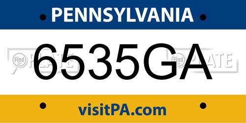 6535GA Pennsylvania License Plate