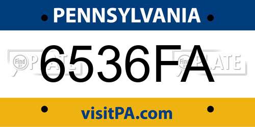 6536FA Pennsylvania License Plate