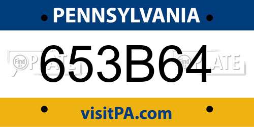 653B64 Pennsylvania License Plate