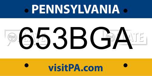 653BGA Pennsylvania License Plate
