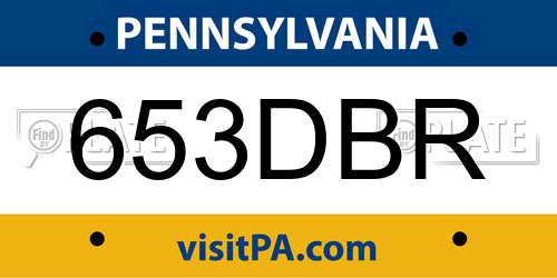 653DBR Pennsylvania License Plate