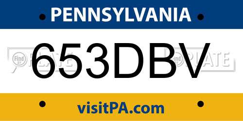653DBV Pennsylvania License Plate