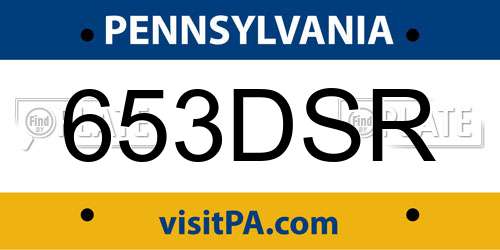 653DSR Pennsylvania License Plate