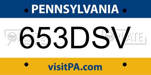 653DSV Pennsylvania License Plate