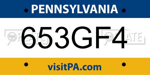 653GF4 Pennsylvania License Plate