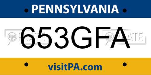 653GFA Pennsylvania License Plate