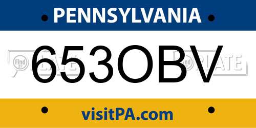653OBV Pennsylvania License Plate