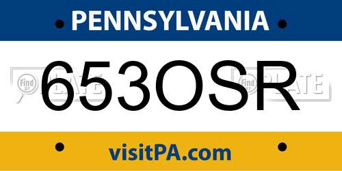 653OSR Pennsylvania License Plate