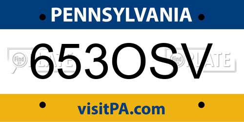 653OSV Pennsylvania License Plate