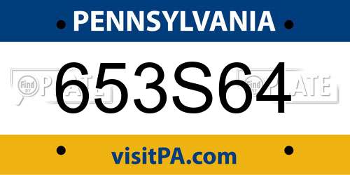653S64 Pennsylvania License Plate