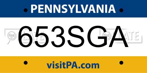 653SGA Pennsylvania License Plate
