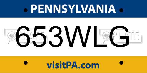 653WLG Pennsylvania License Plate
