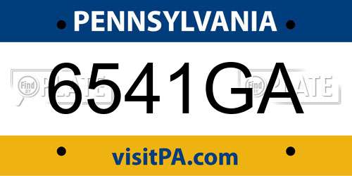 6541GA Pennsylvania License Plate